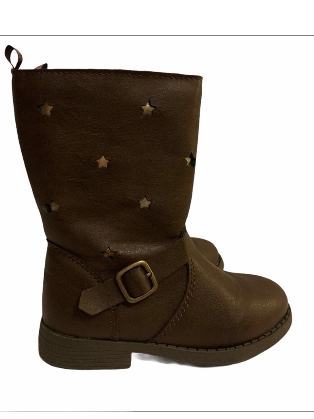 OshKosh B’gosh girls 8 gold star tall boot zip side buckle riding portrait